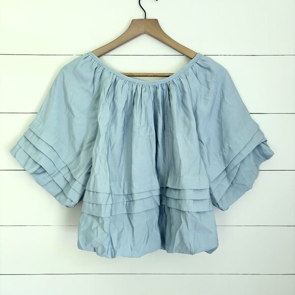 Maeve by Anthropologie light blue top with bubble sleeves sz xs - Picture 4 of 4